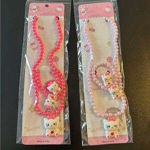 Hello Kitty Pink Beaded Necklace Sets new as shown!